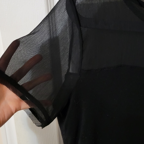 Black shirt with chiffon panel across top and arms - Picture 5 of 9